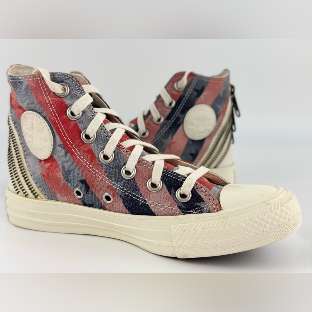 Converse CTAS Hi Top, Tri Zip USA Flag Inspired Sneakers, Women's US Size 5.5